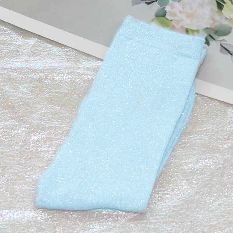 Chaussettes à Paillettes Bleu Ciel