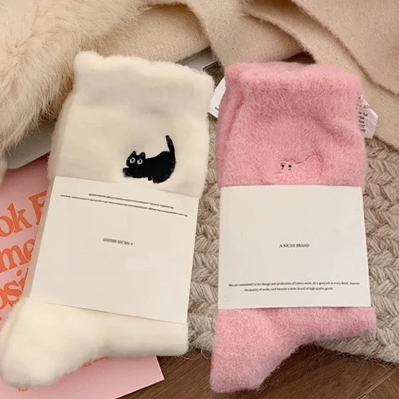 Chaussettes en velours motif Chat