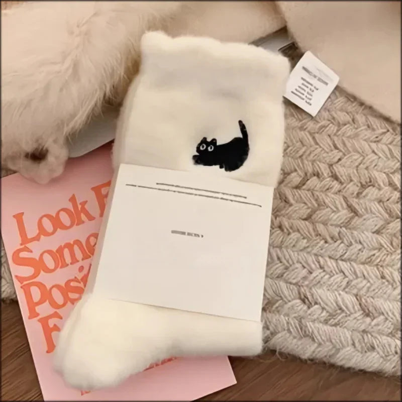 Chaussettes en velours motif Chat