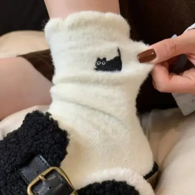 Chaussettes en velours motif Chat