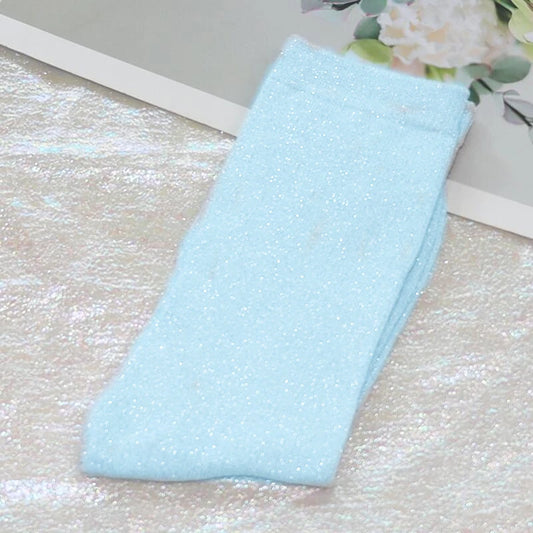 Chaussettes à Paillettes Bleu Ciel