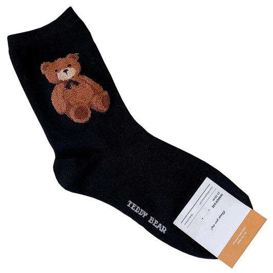 Chaussettes noires motif ours