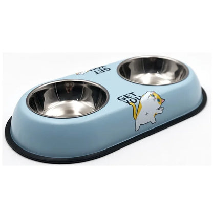 Gamelle double en acier inoxydable pour chiens et chats - Ma boutique