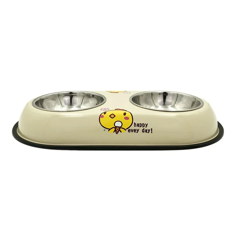 Gamelle double en acier inoxydable pour chiens et chats - Ma boutique