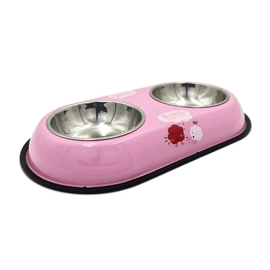 Gamelle double en acier inoxydable pour chiens et chats - Ma boutique