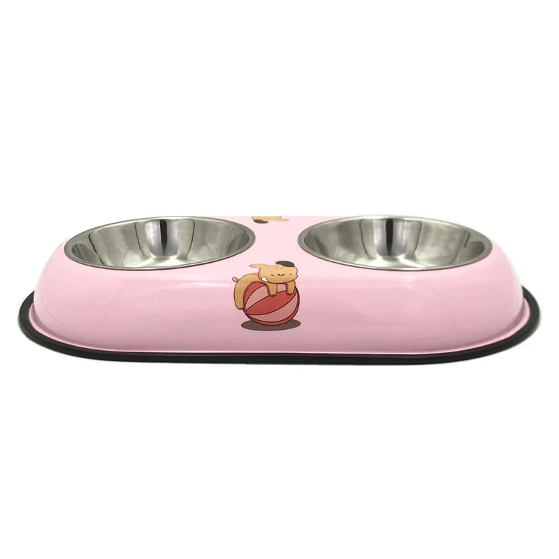 Gamelle double en acier inoxydable pour chiens et chats - Ma boutique