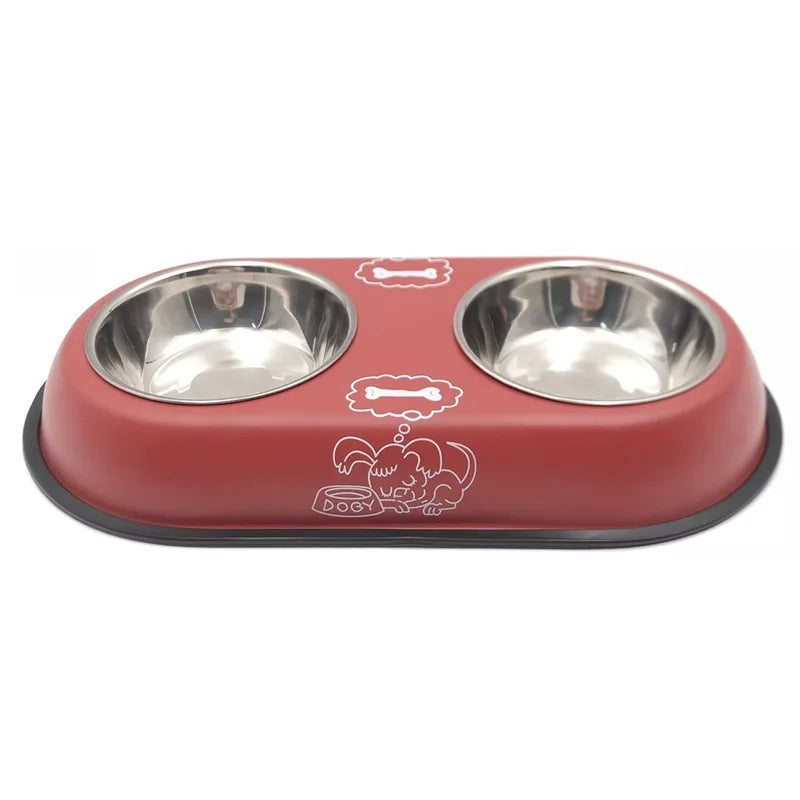 Gamelle double en acier inoxydable pour chiens et chats - Ma boutique