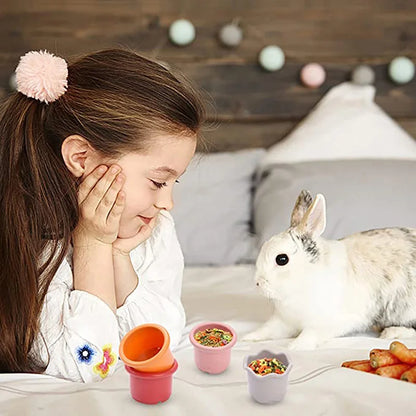Gobelets empilables multicolores pour lapins – Jouet puzzle et cache-friandises