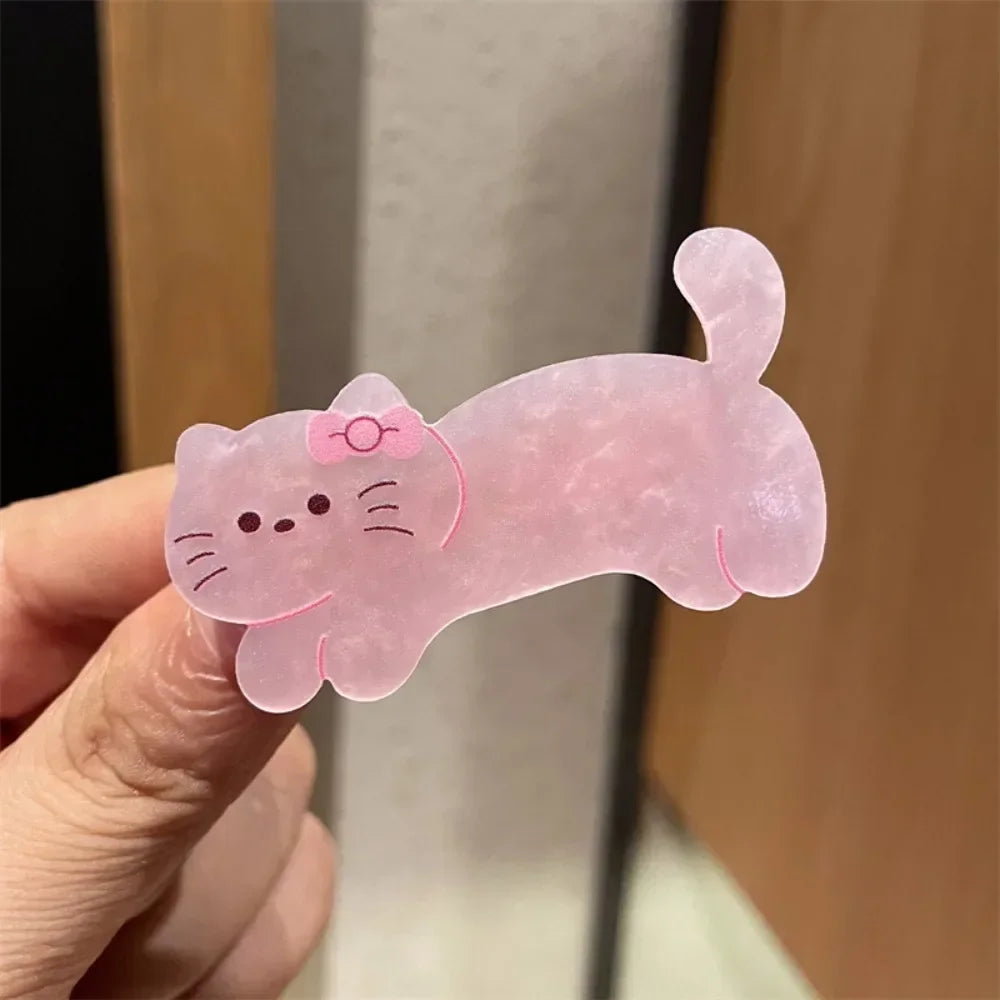 Pince à cheveux chat rose