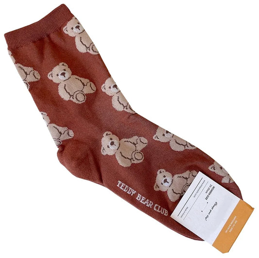 Chaussettes rouges motif ours