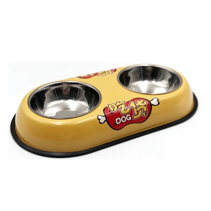 Gamelle double en acier inoxydable pour chiens et chats - Ma boutique