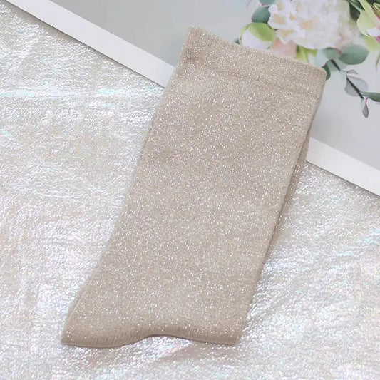 Chaussettes à Paillettes Beige