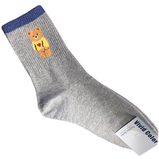 Chaussettes grises motif ours