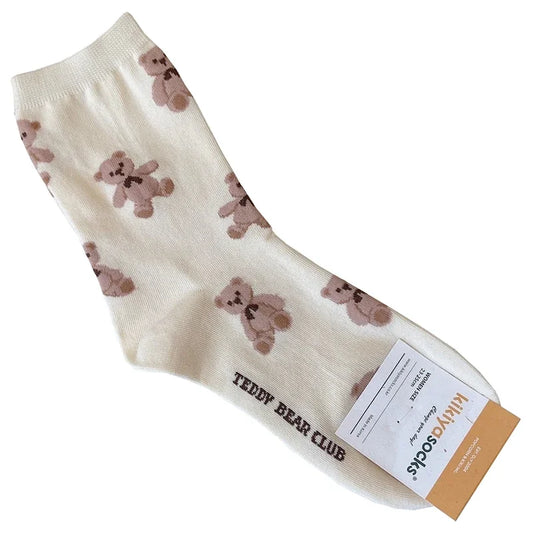 Chaussettes beiges motif ours