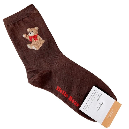 Chaussettes marron motif ours